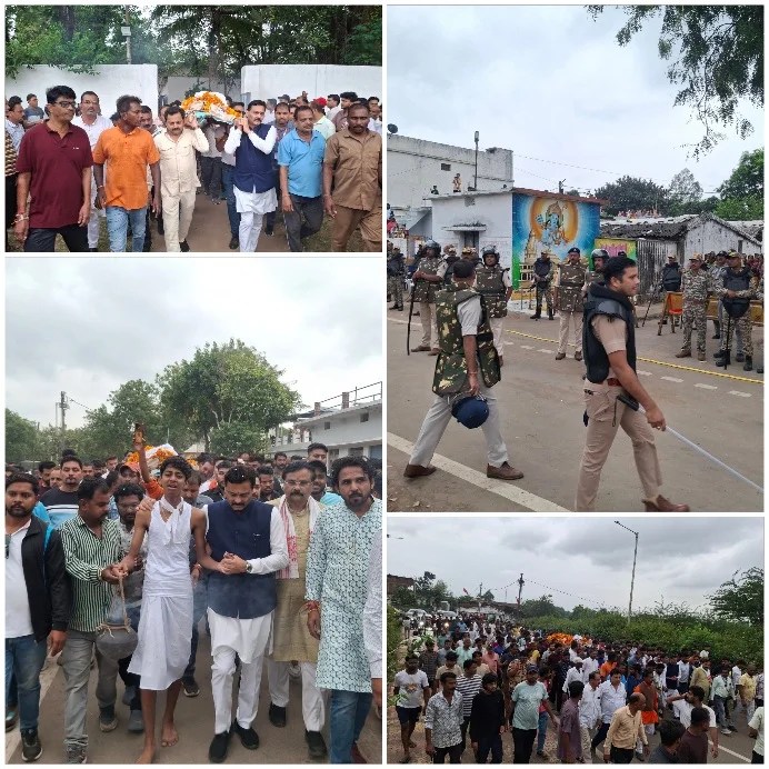 कैमोर गोलीकांड: गमगीन माहौल में बजरंग दल पदाधिकारी नीलू रजक को दी गई अंतिम विदाई