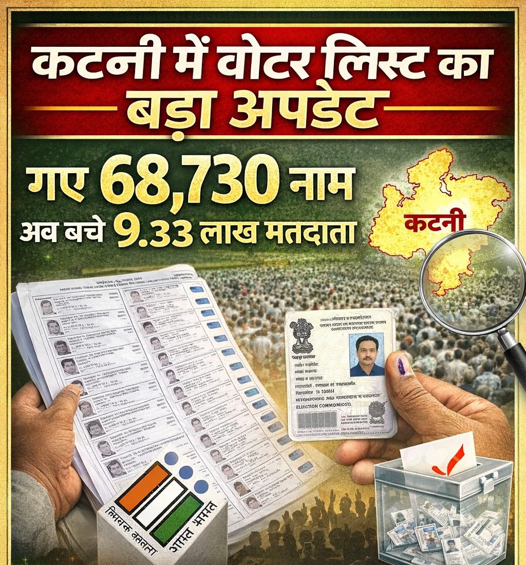 कटनी: वोटर लिस्ट का ड्राफ्ट जारी, 68,730 नाम कटे; अब 9.33 लाख मतदाता
